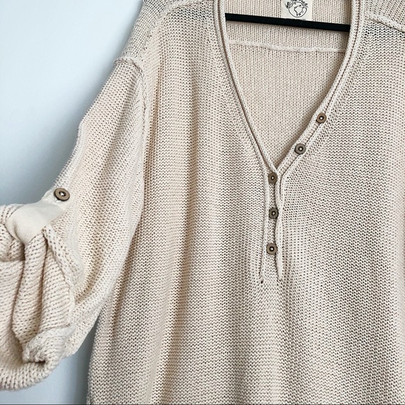 Free People Firefly Cable Knit Tunic Tan Sweater - Picture 10 of 13